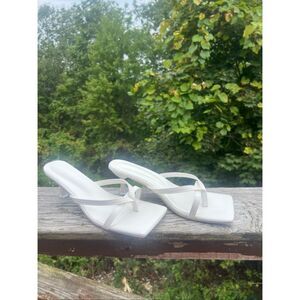 No Brand White Square Toe Sandals Sz 41 (10.5) NIB